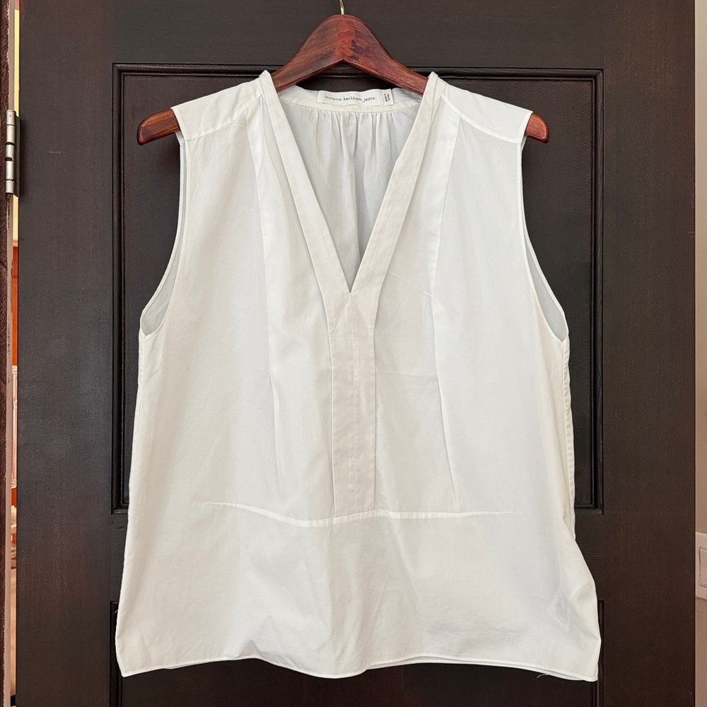 Victoria Beckham Jeans White Cotton Sleeveless Blouse - Size 8